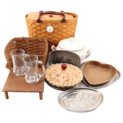 Longaberger Maple Wood Picnic Baskets, Ceramic Tureen and More