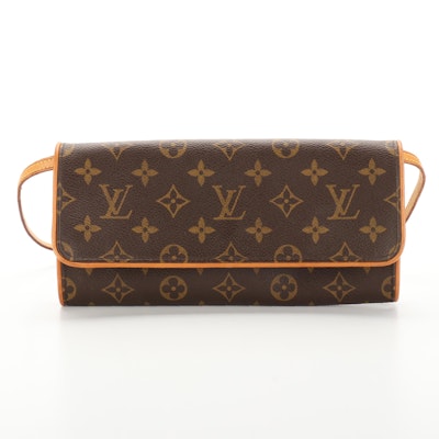 Louis Vuitton Pochette Twin GM Bag in Monogram Canvas with Leather Trim