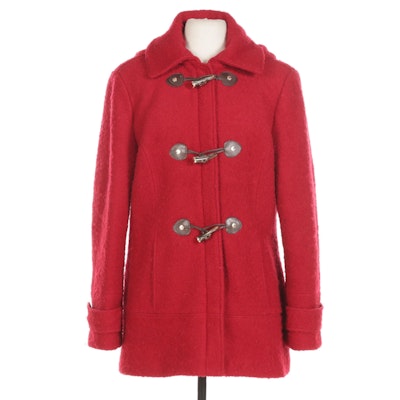 Women's Calvin Klein Red Bouclé Wool Blend Duffle Coat