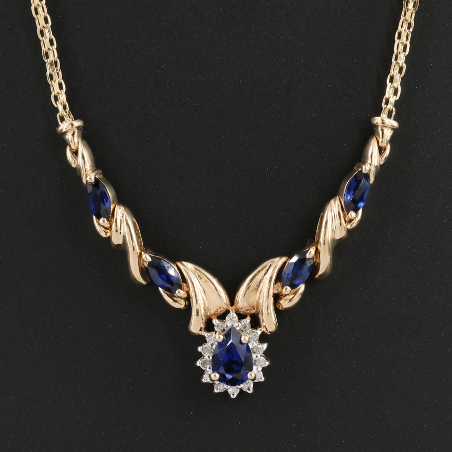 10K Sapphire and Diamond Necklace