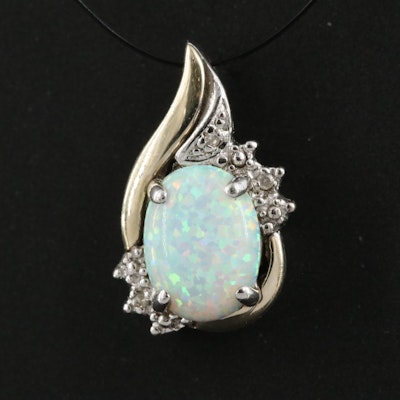 Sterling Opal Pendant with 10K Accent