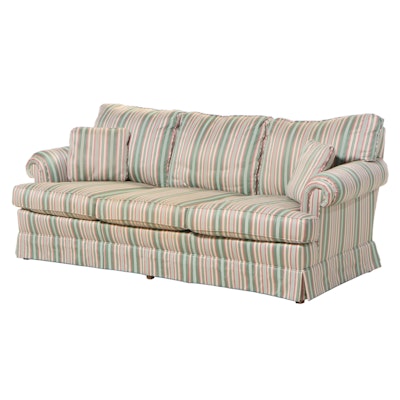 Drexel-Heritage Striped Upholstered Three-Seat Sofa