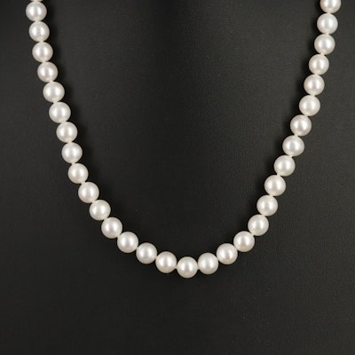 Pearl Necklace with 14K Diamond Clasp