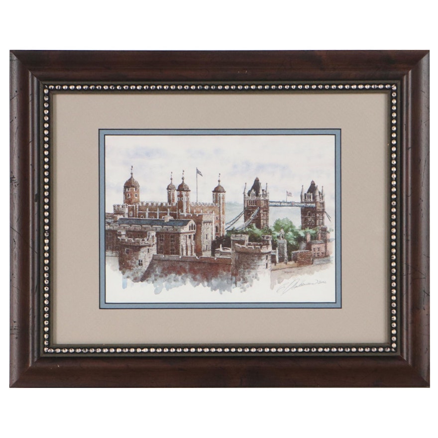 Embellished Giclée of Tower of London, 2002