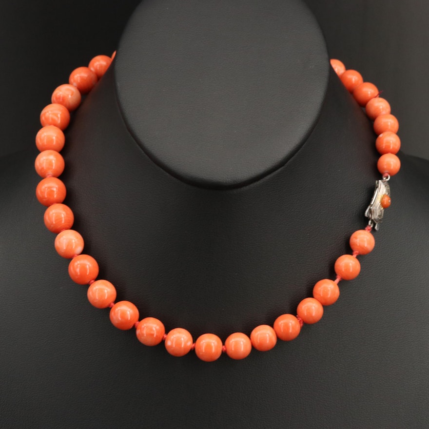 Sterling Graduated Coral Necklace
