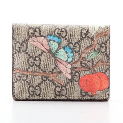 Gucci GG Supreme Butterfly Floral Printed Canvas Card Case