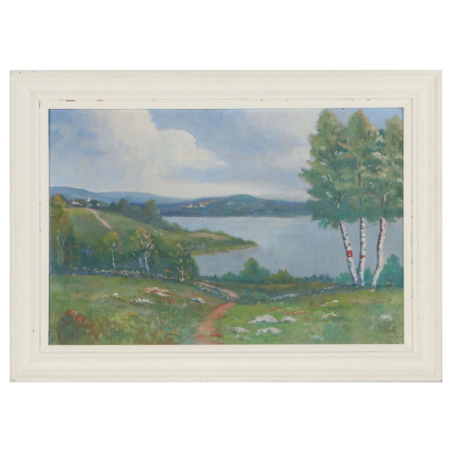 Victor Lawson Riverscape Oil Painting