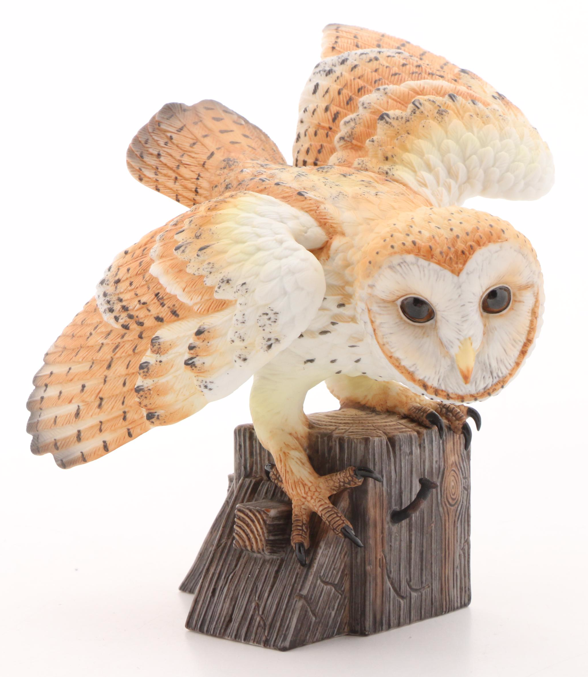 Lenox "Barn Owl" and Franklin Mint "Snowy Owl" Figurine and Figurine