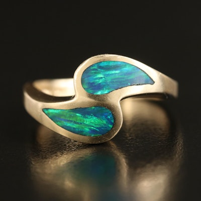 14K Opal Inlay Bypass Ring