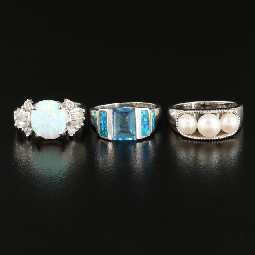 Sterling Rings Including Opal, Pearl and Cubic Zirconia