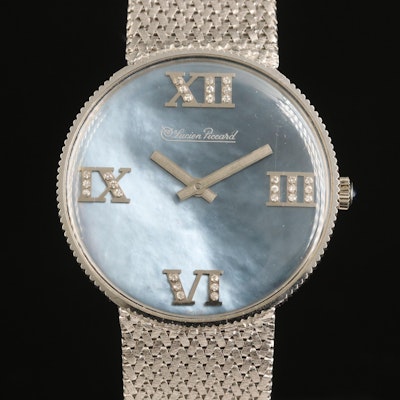 14K Lucien Piccard Mother of Pearl and Diamond Dial Wristwatch