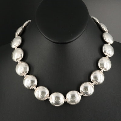 Sterling Beaded Disc Necklace
