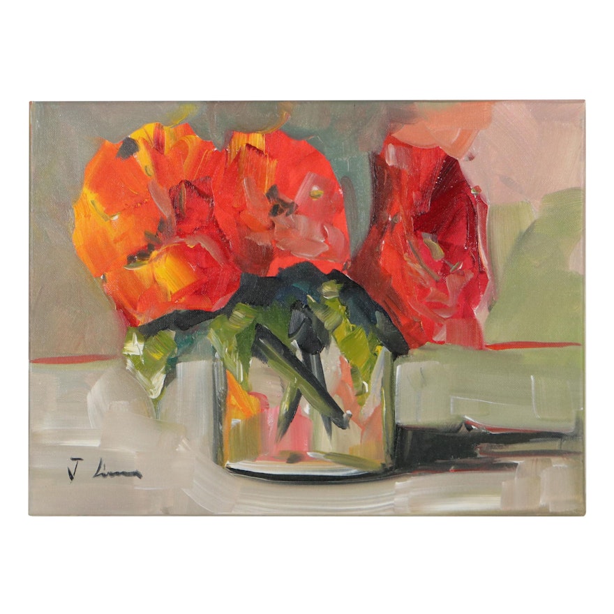 José M. Lima Floral Still Life Oil Painting, 2021