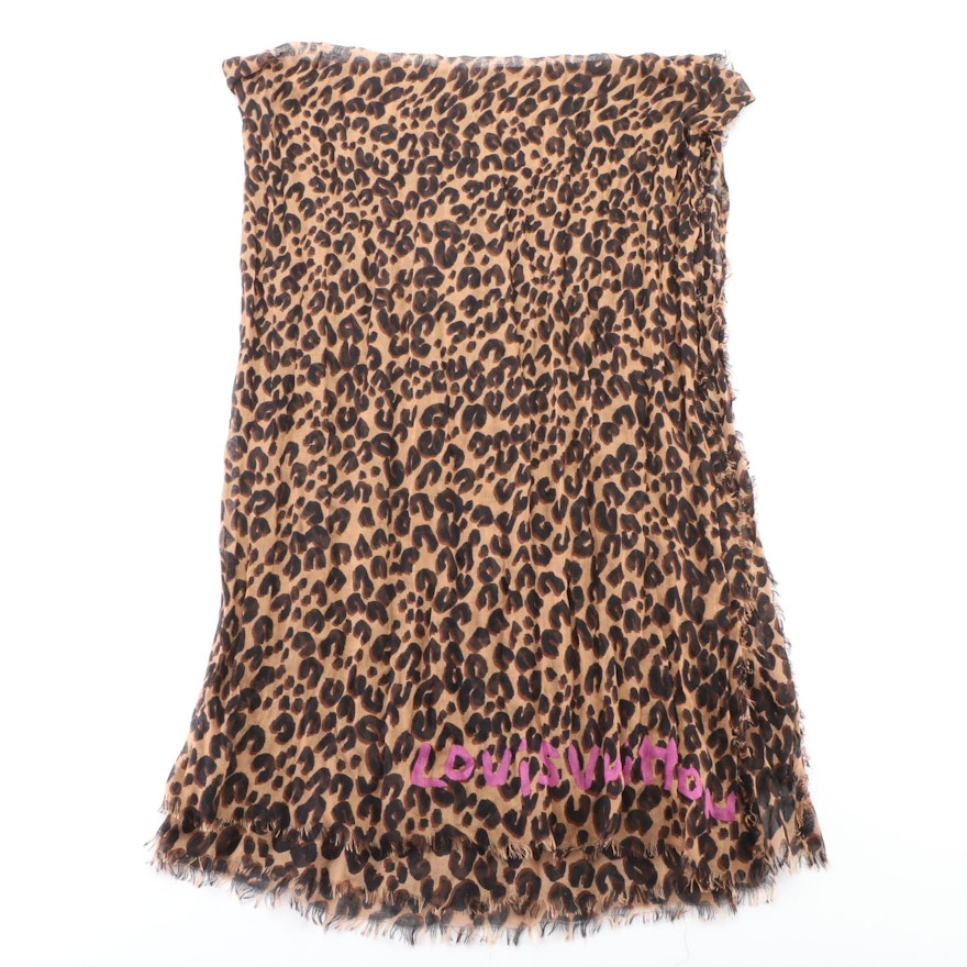 Louis Vuitton x Stephen Sprouse Stole in Leopard Print Cashmere Silk Blend