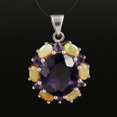 Sterling Amethyst and Opal Pendant