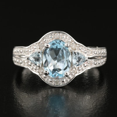 Sterling Sky Blue Topaz and Diamond Ring