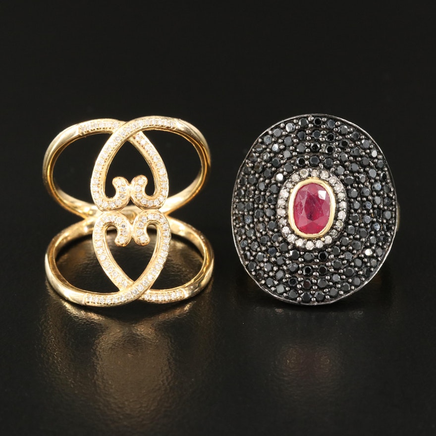 Sterling Rings Including Corundum, Spinel and Diamond