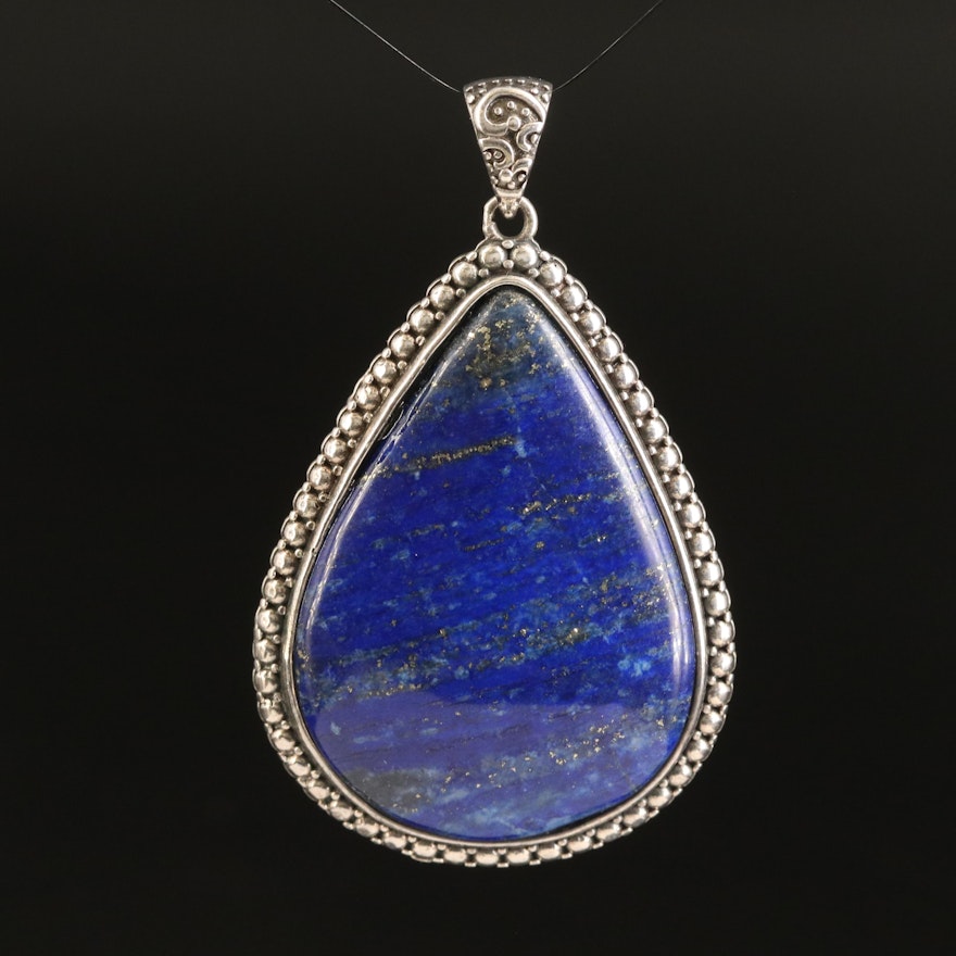 Sterling Lapis Lazuli Teardrop Pendant