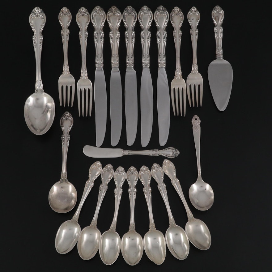 Gorham "Melrose" Sterling Silver Flatware with Oneida Silver Plate Sugar Spoon