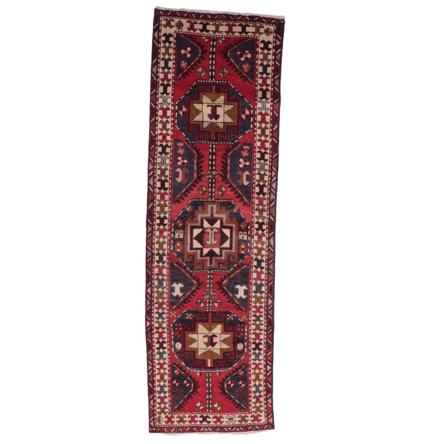 2'11 x 9'9 Hand-Knotted Persian Qashqai Wool Carpet Runner