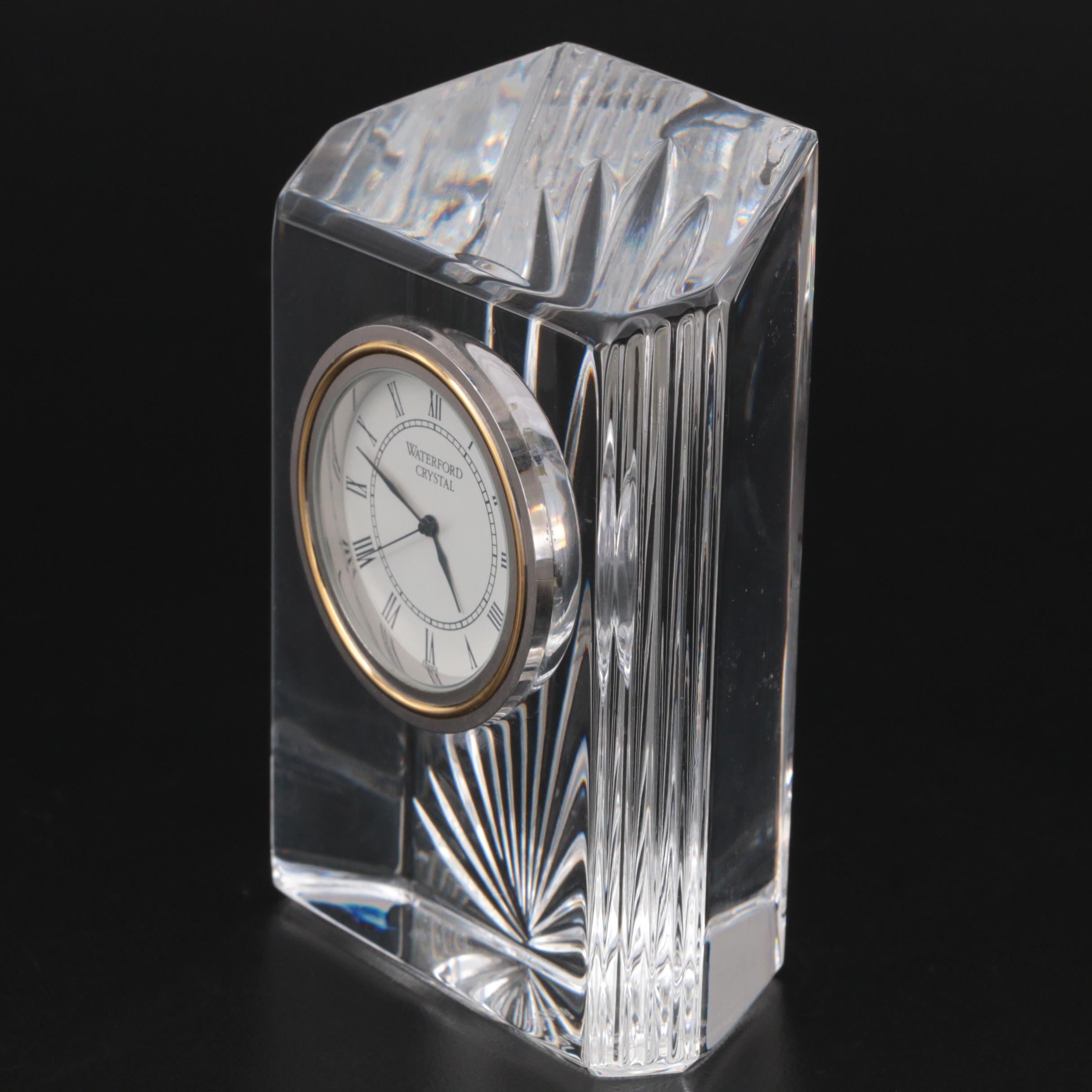 Waterford Crystal "Colonnade" Small Quartz Desk Clock EBTH