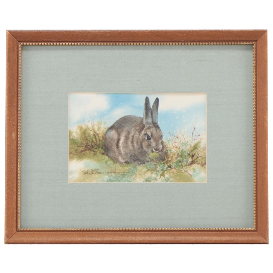 Ethel Somers Watercolor Painting of Bunny