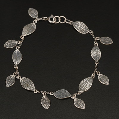 Sterling Leaf Link Bracelet