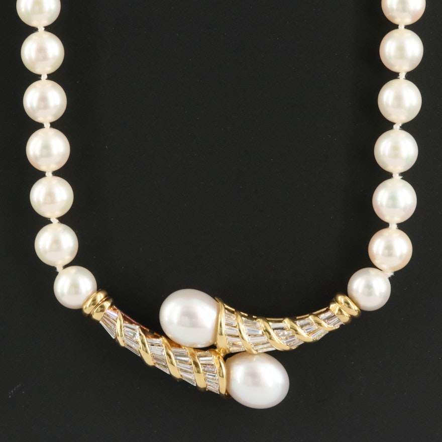 Honora Pearl Necklace with 18K and 1.23 CTW Diamond Clasp