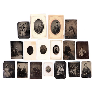 Tintype Portraits of Women, Men and Children, Mid to Late 19th Century