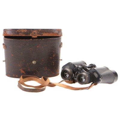 E. Leitz Wetzlar Binuxit 8x30 Binoculars with Leather Case, Mid-20th Century