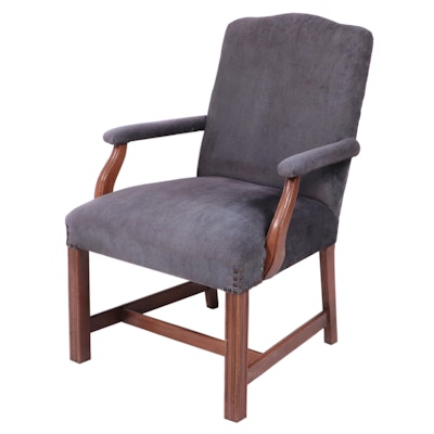 Chippendale Style Walnut and Custom-Upholstered Armchair, 20th Century