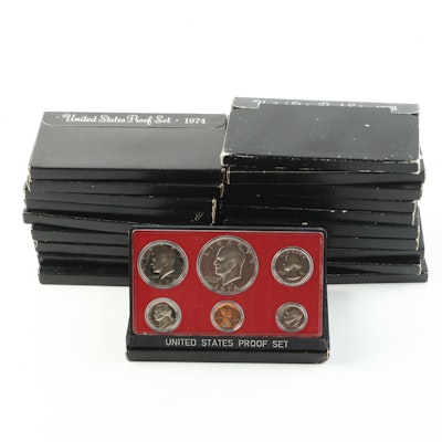 Collection of Twenty U.S. Proof Sets Including 1974 and 1977