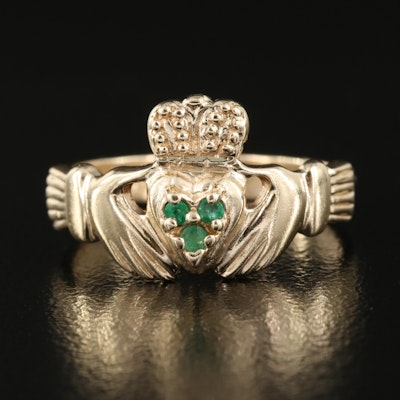 10K Emerald Claddagh Ring