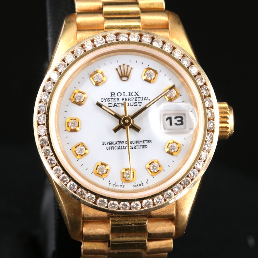 1993-1994 Rolex 18K Datejust 0.81 CTW Diamond Dial and Bezel Wristwatch