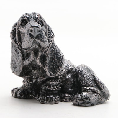 Sterling Silver over Composite Basset Hound Figurine, Contemporary