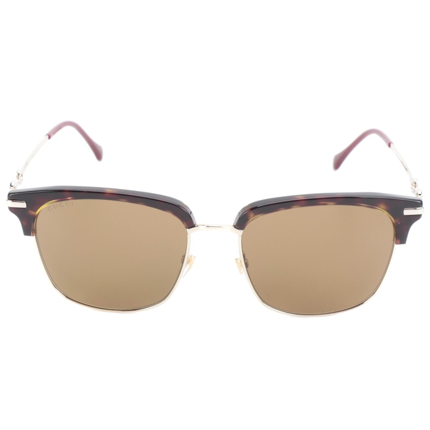 Gucci GG0918S Havana Horn-Rimmed Sunglasses