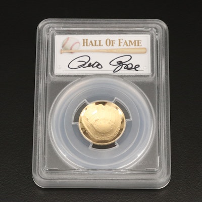 Pete Rose PCGS PR69DCAM 2014-W National Baseball HOF Commemorative $5 Gold
