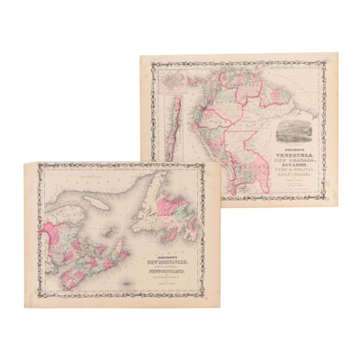 Johnson and Ward Geographical Hand-Colored Engraving Maps