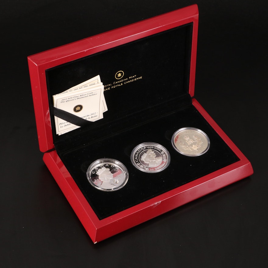 Three 2012 Canada Diamond Jubilee $20 Silver Coins