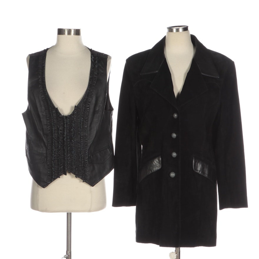Newport News and Scully Black Leather Vest and Jacket