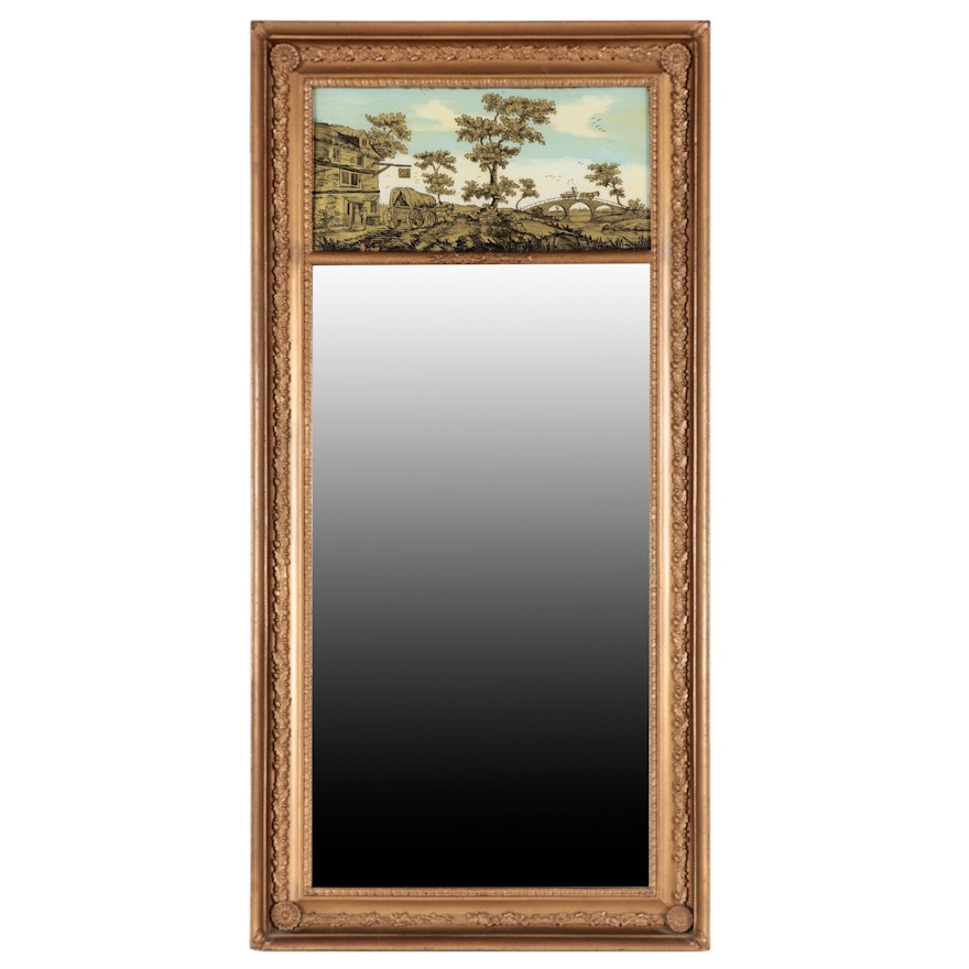 Eglomise Panel Mirror, Early to Mid 20th Century