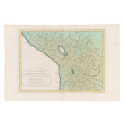 Jacques-Nicolas Bellin Hand-Colored Engraved Map of Peru, Circa 1771