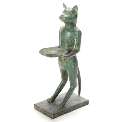 Cast Metal Sculpture After Diego Giacometti "The Cat Butler"