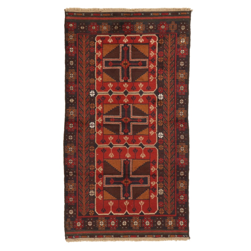3'8 x 6'9 Hand-Knotted Afghan Baluch Area Rug