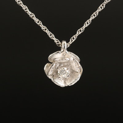 14K 0.07 CT Diamond Flower Necklace