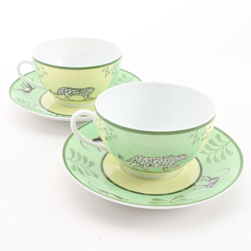 Hermès "Africa" Porcelain Flat Cups and Saucers, 1997–2014