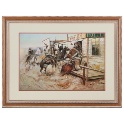 Offset Lithograph After Charles Marion Russell "In Without Knocking"