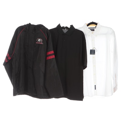 Men's University of Georgia Zip-Front Jacket, Black Mesh Polo, White Button-Down