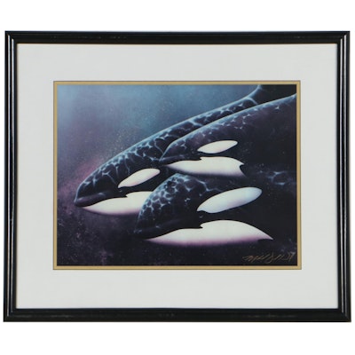 Michael David Ward Offset Lithograph of Orcas, Circa 2000