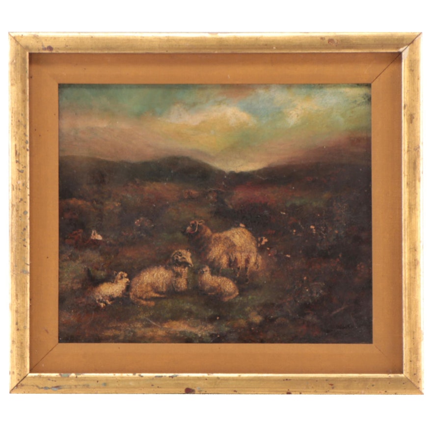 Oil Painting of Lambs, Late 18th Century